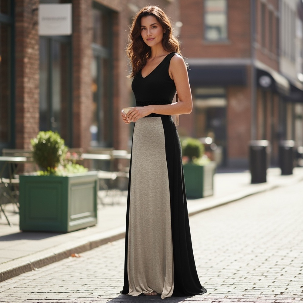 NWT $79 GIBSON LATIMER Black Maxi Dress Small Lined Soft Flowy Sleeveless NEW